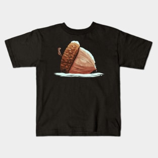 Acorn Lying In The Snow Autumn Christmas Kids T-Shirt